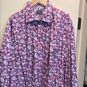Thomas Dean Pink and Blue Casual Button Down Shirt